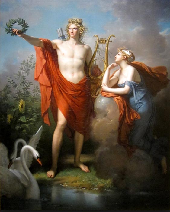 Apollo, God of Light, Eloquence, Poetry and the Fine Arts with Urania, Muse of Astronomy