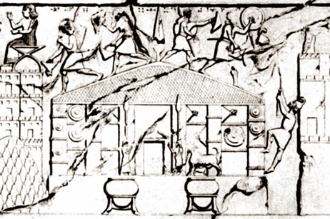 Bajorrelieve del templo Musasir en el lugar de rey Sargon II en Khorsapat