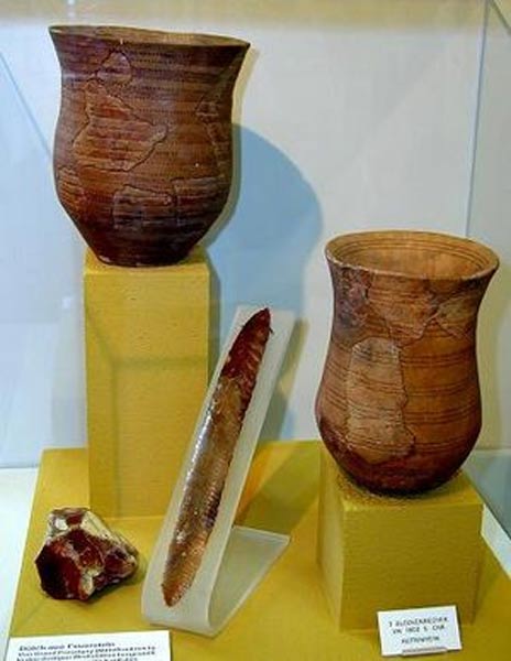 The distinctive Bell Beaker pottery drinking vessels shaped like an inverted bell (
