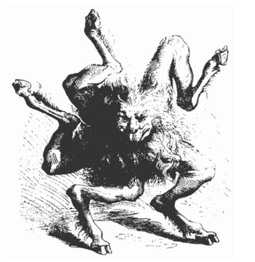 Buer, la décima espíritu, que enseña "Moral y Filosofía Natural", desde Dictionnaire Infernal, un libro sobre demonología
