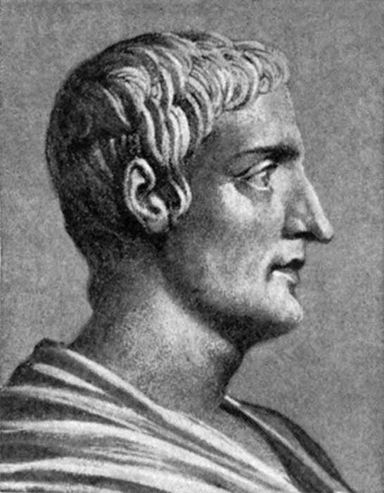 Drawing of the Roman historian Cornelius Tacitus by an unknown illustrator. 