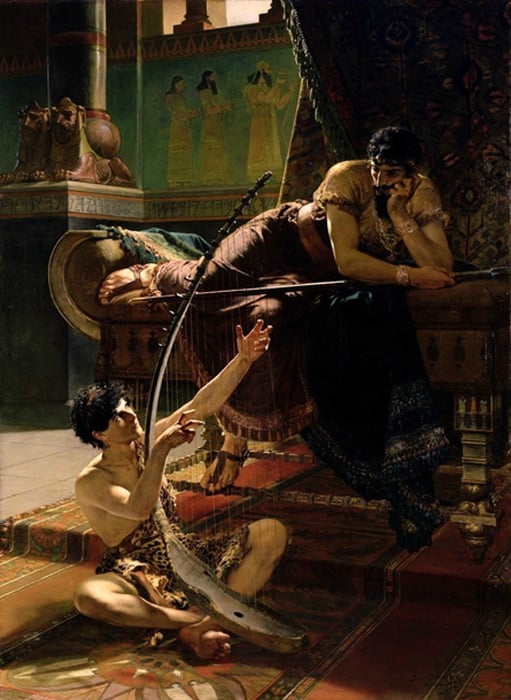 David y Saul (1885) de Julius Kronberg.