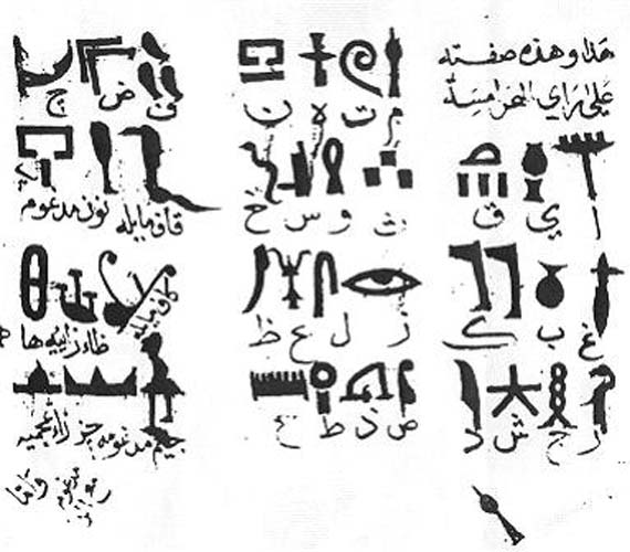 Ibn Wahshiyya's 985 AD translation of the ancient Egyptian hieroglyph alphabet.