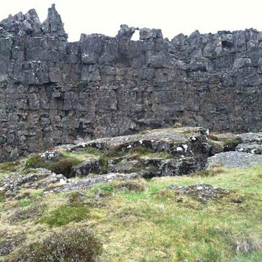 The Lögberg, or Law Rock, at Þingvellir National Park, Iceland.