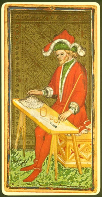 The "Magician" card from a 15th-century tarot deck.