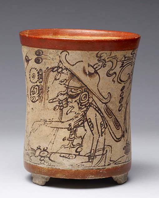 Ah-Muzen-Cab or Mok Chi, shown with insect wings, perhaps patron deity of beekeepers, on a codex-style Maya vessel.
