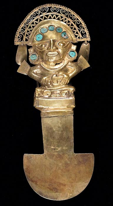 A Peruvian Tumi scalpel. Andean cultures such as the Paracas have used the tumi for the neurological procedure of skull trepanation. Sican Culture Ceremonial Knife (Tumi) held at the Birmingham Museum of Art