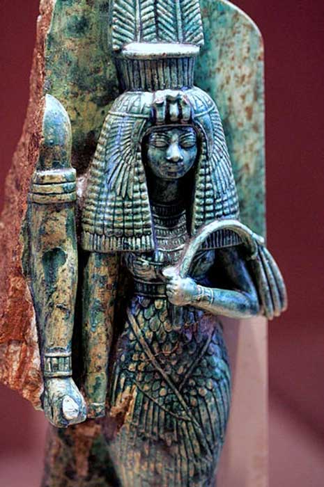 Queen Tiye, whose husband, Amenhotep III, may have been depicted to her right in this broken statue