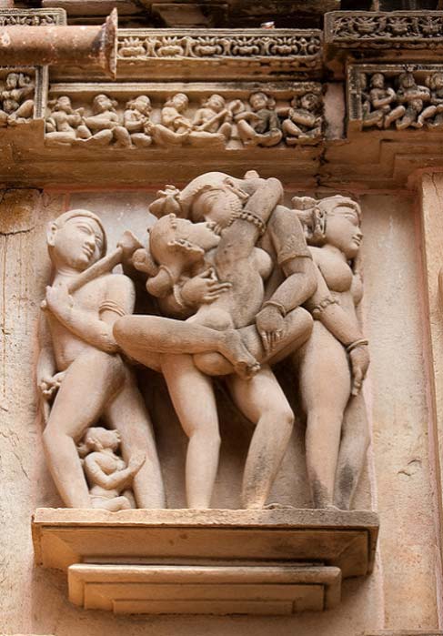 Sensual carvings at Khajuraho