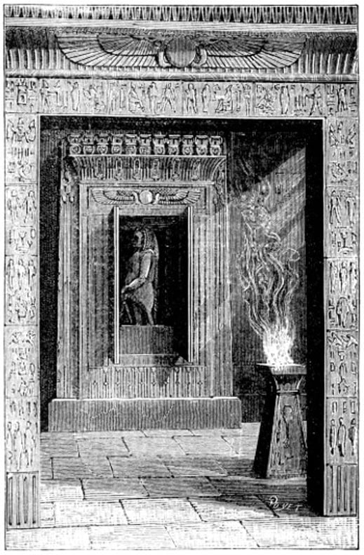 Temple doors opened when a fire was lit upon the altar, pictured in the book “Magic, Stage Illusions and Scientific Diversions Including Trick Photography”