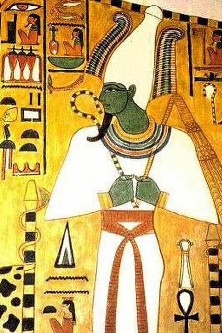 The White Crown, or hedjet, as worn by Osiris in this tomb depiction.