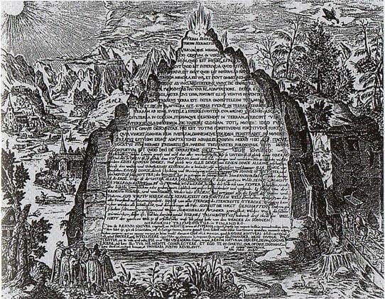 An artist’s impression of the Emerald Tablet