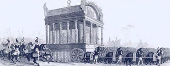 Una representación del siglo XIX de la procesión del funeral de Alexander basado en una descripción de Diodoro