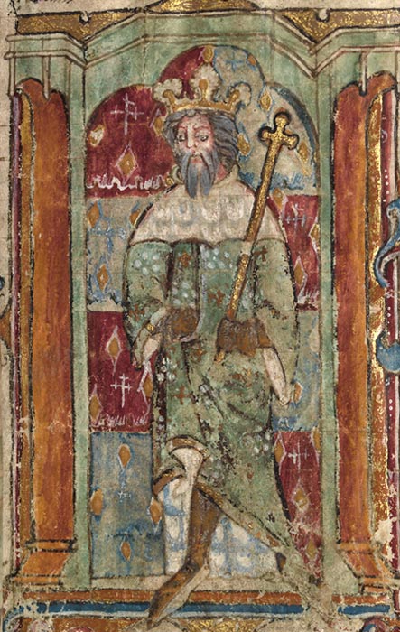 Thought to be a depiction of Magnus Maximus from a 14th Century Welsh manuscript.