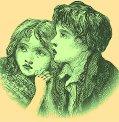 Artist’s depiction of the Green Children of Woolpit 