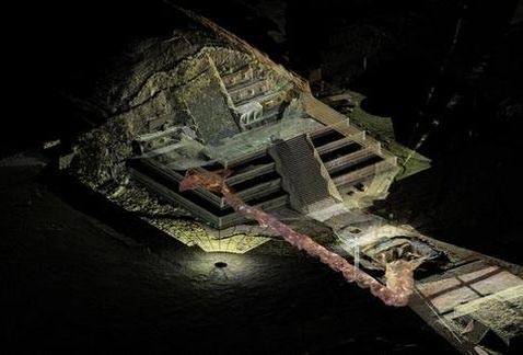 La entrada del túnel fue encontrado debajo del Templo de la Serpiente Emplumada