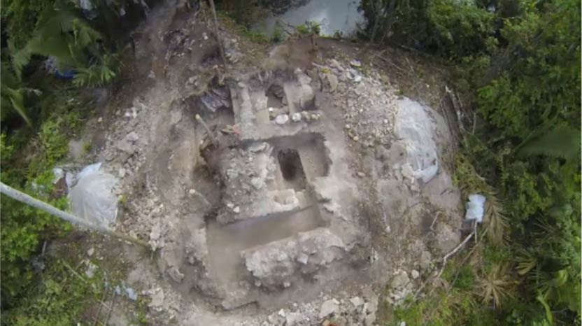Imágenes aéreas del recién descubierto templo del agua Maya.