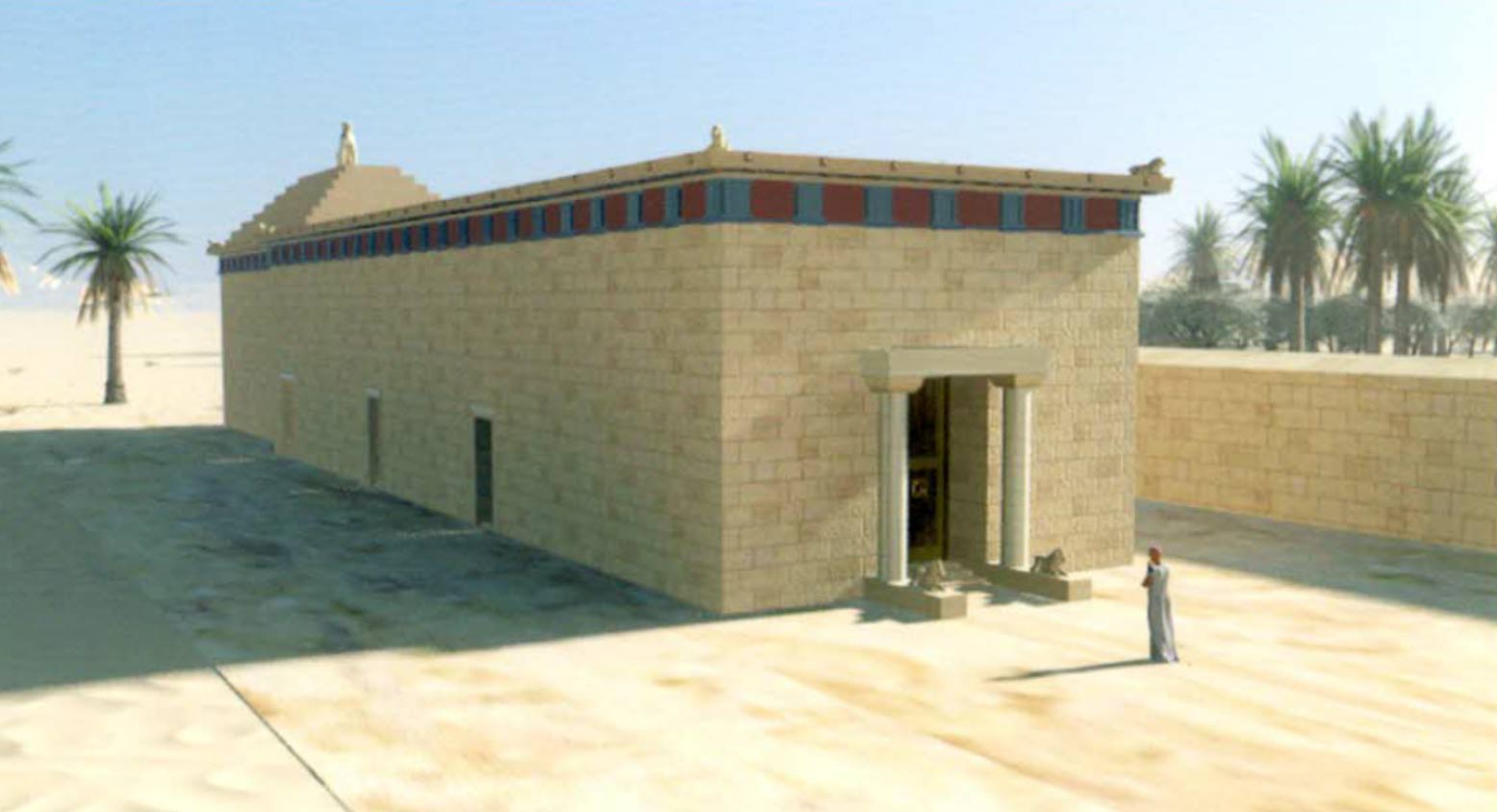 La reconstrucción de lo que el monumento en el Oasis de Siwa habría alguna vez parecía