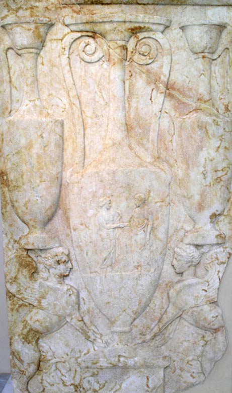 A 5th century BC funerary stele with griffins and other figures from Kerameikos cemetery