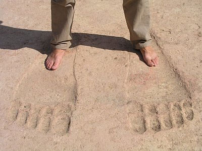 The giant pair of footprints at the Ain Dara Temple