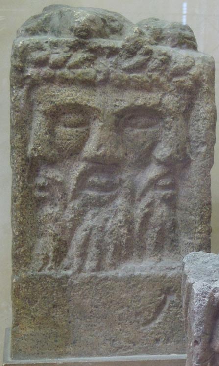 Altar depicting a tricephalic god identified as Lugus (Lugh)