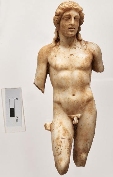 The marble statue of Apollo.