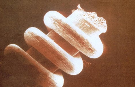 A magnified image of one of the nano coils found in the Ural Mountains
