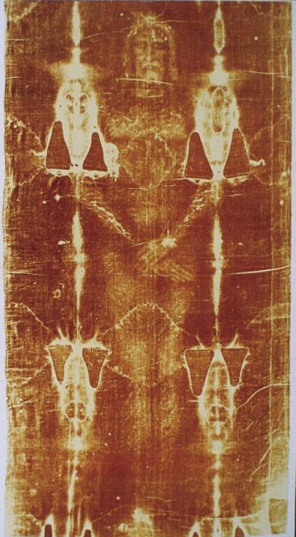 The renowned Shroud of Turin, religious relic and mysterious artifact.