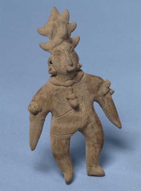 A similar shaman figurine with horn previously discovered in Colima (100 – 400 AD). 