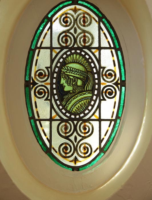 A stained-glass window in Schleswig, German; remains in a cemetery there were analyzed for the study. Only the rich could afford such windows.