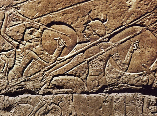 A stone carving on the mortuary temple of Ramesses III