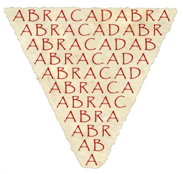 The first known mention of the word abracadabra was in the third century AD in a book called Liber Medicinalis. The word, when written upside down and worn on the body, was thought to have restorative powers. 