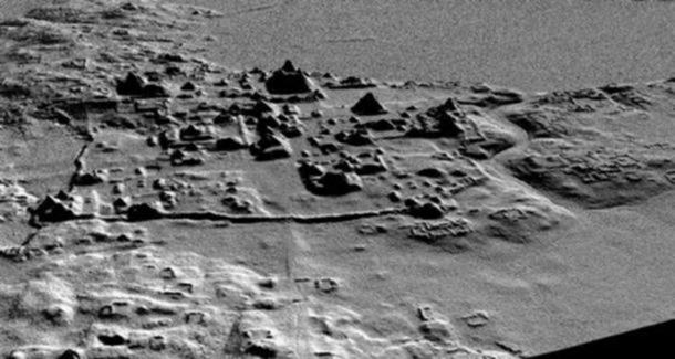 An earlier LIDAR scan that revealed a network of roads, canals, corrals, pyramids, and terraces at El Mirador. Credit: Archaeological Project Cuenca Mirador.