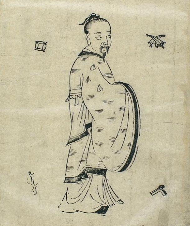 Ancient Chinese doctor Huangfu Mi, 16th century AD woodcut
