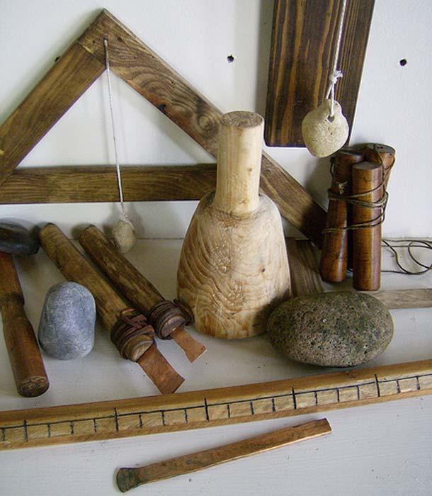 Reproduction Ancient Egyptian stone mason’s tools used for carving demonstrations.