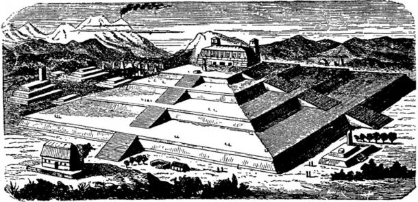 Artist’s rendition of what the Great Pyramid of Cholula may have looked like during its prime.