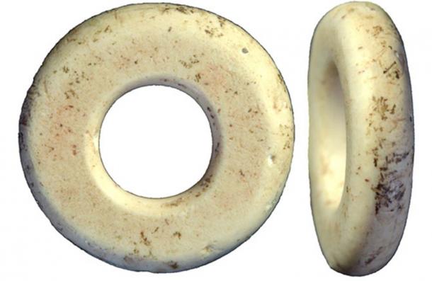 Beads found inside Denisova Cave in the Altai mountains.