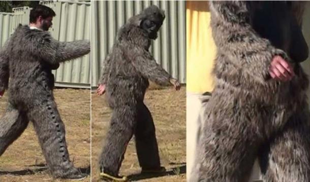 Walking in a Bigfoot costume.