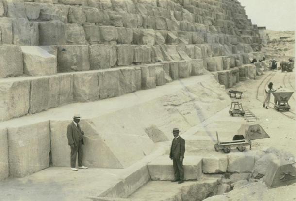 The Casing Stones can be seen here at the base of the pyramid