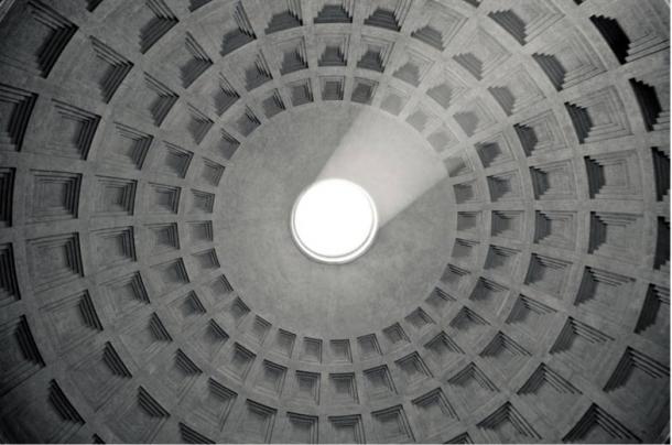 Techo en el Panteón, hecho completamente de hormigón romano