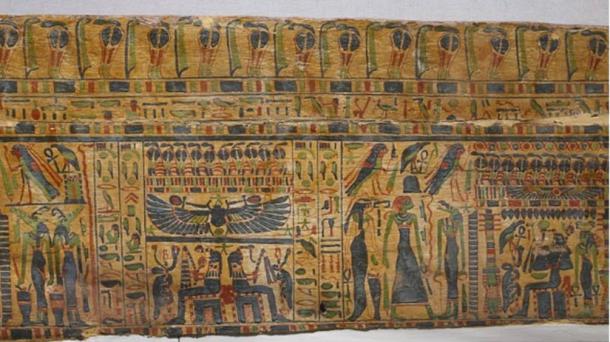 Panel Ataúd con pinturas de escenas funerarias
