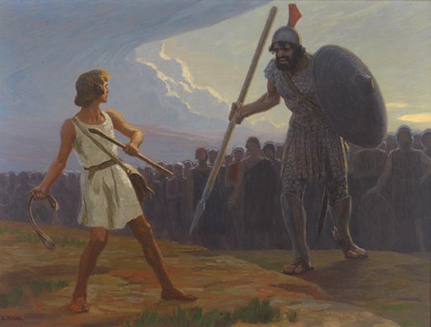 David lucha contra Goliat por Gebhard Fugel, siglo XIX