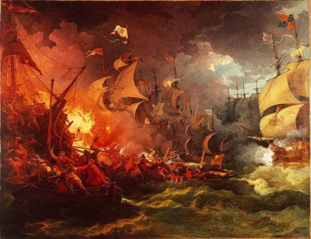 Defeat of the Spanish Armada, 8 August 1588 by Philip James de Loutherbourg. 