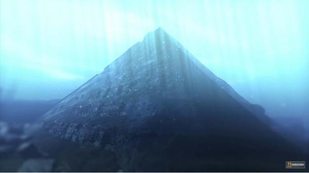 Reconstrucción digital de una pirámide sumergida en Fuxian Lake, China.