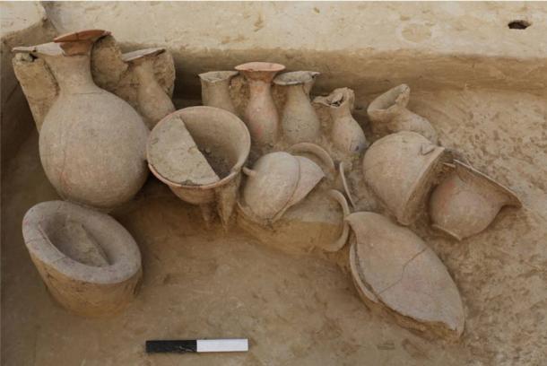 Earthen pots found at a burial site from the late Indus Valley civilization period in the village of Chandayan, in the northern Indian state of Uttar Pradesh.