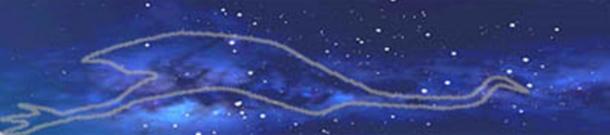 La constelación aborigen australiano del Emu en el cielo.