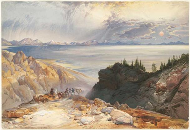 The Great Salt Lake of Utah, USA. 1875. 