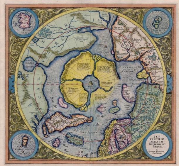 The arctic continent or Hyperborea as shown in the Gerardus Mercator Atlas of 1595 
