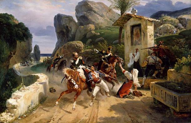 Ιταλικά Brigands ( «banditi») Έκπληκτος από παπικής Στρατεύματα (1831) από τον Horace Vernet. 