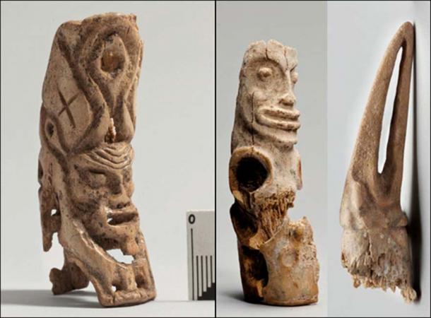 While far from identical, Itkol figurines are said to be stylistically similar to the fisherman's pagan god. Pictures: Andrey Polyakov & Yuri Esin